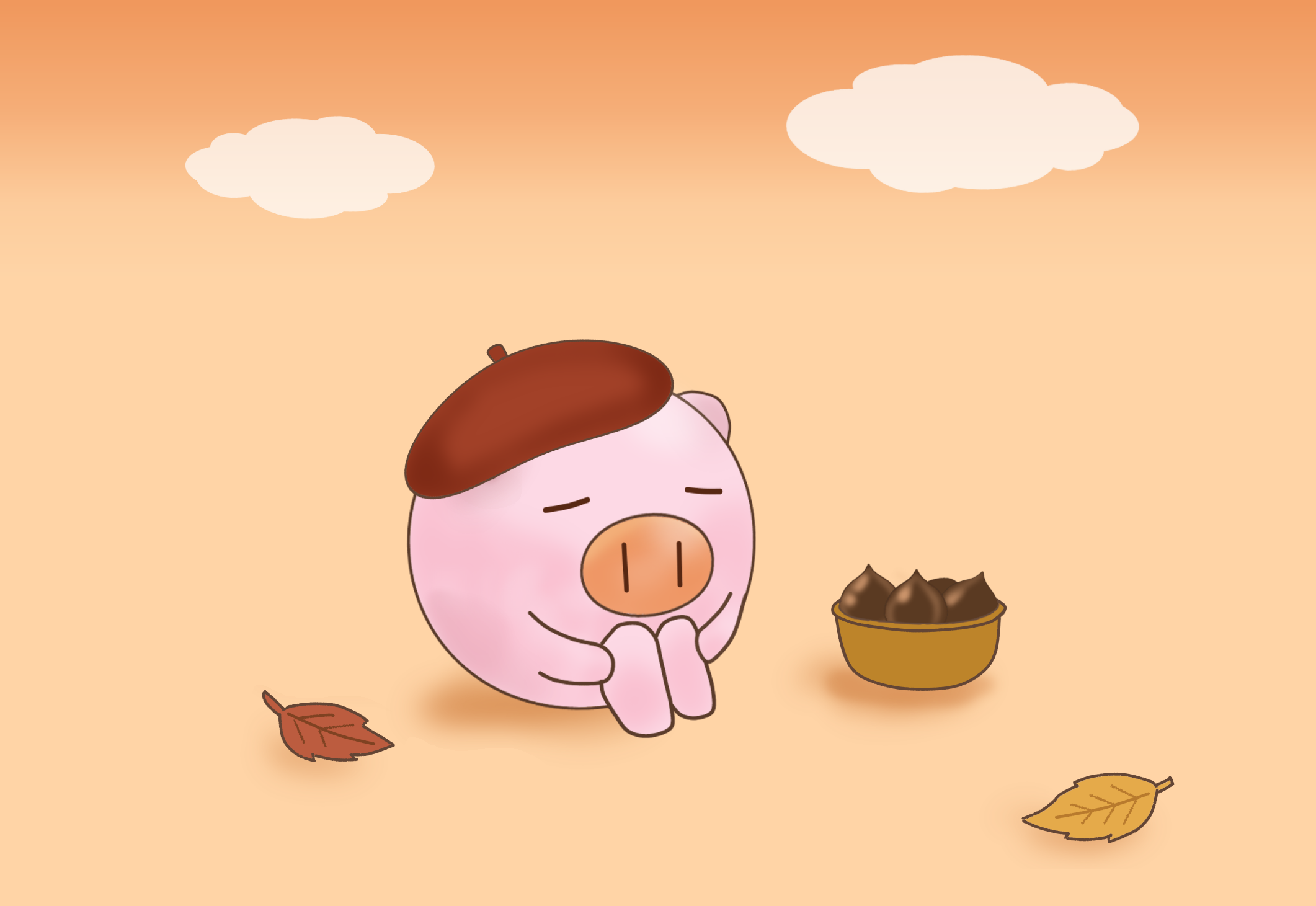 栗をひろっているとぅむぶた