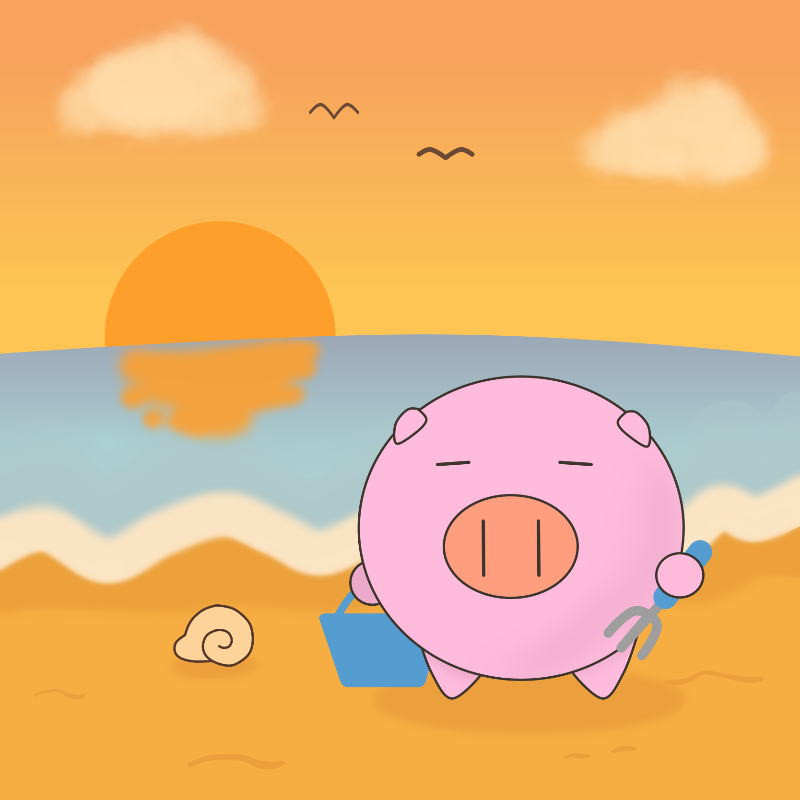 海辺にいるとぅむぶた